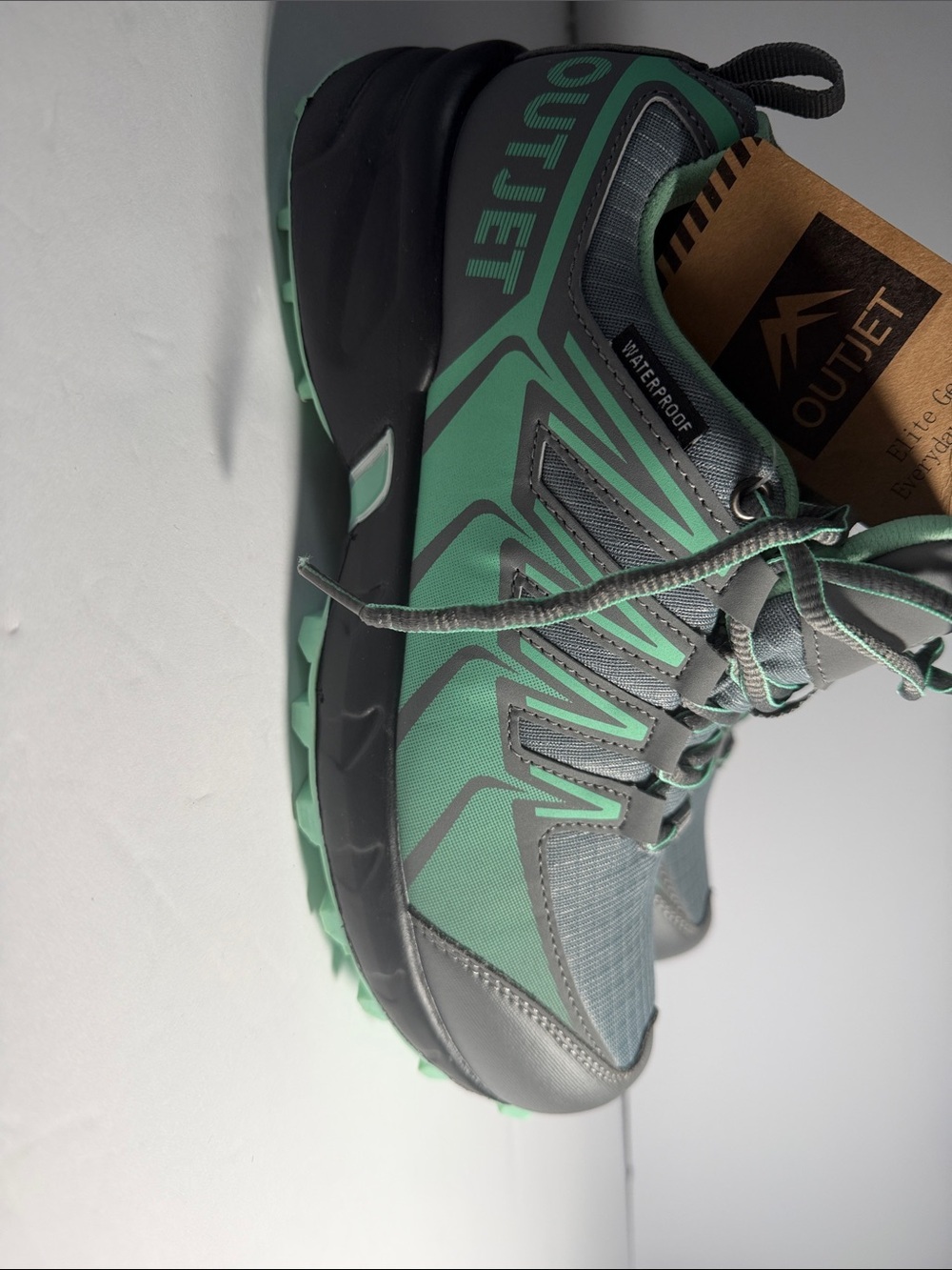Women’s Waterproof Hiking Boots — Mint Green & Gray